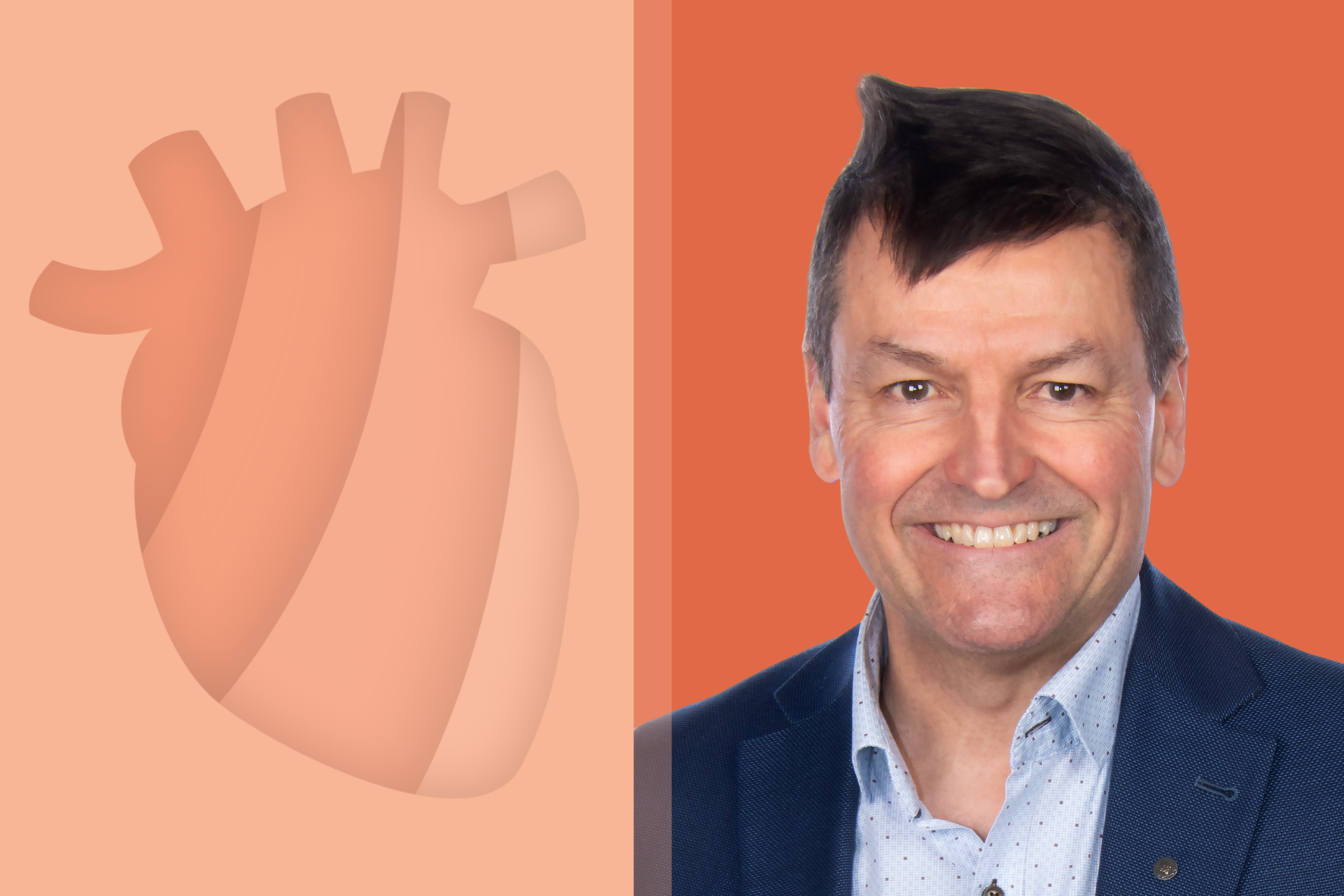 Photo du Dr Jean-Pierre Després et pictogramme d’un cœur humain