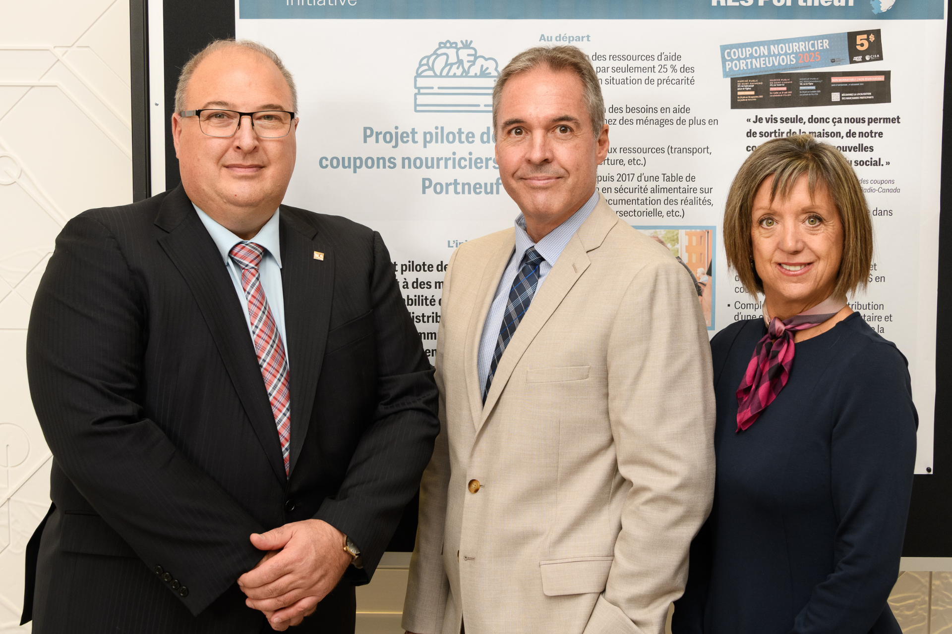 Sur la photo, de gauche à droite : Martin Beaumont, PDG du CHU de Québec – Université Laval; Patrick Duchesne, PDG du CIUSSS de la Capitale-Nationale : Isabel Roussin-Collin, PDG de l’Institut.