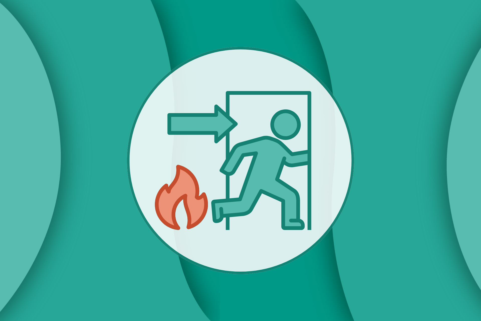 pictogramme symbolisant une personne qui cours pour sortir en s'éloignant d'une flamme