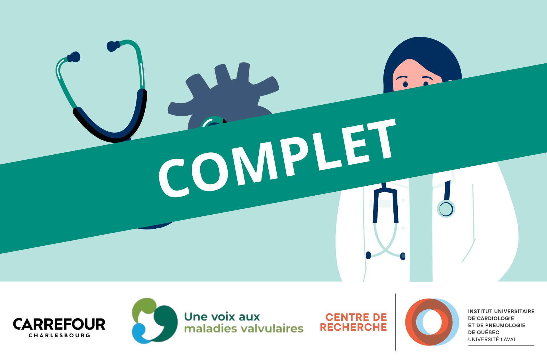 pictogrammes d'un coeur humain et d'un stéthoscope, ainsi que d'une femme en sarrau