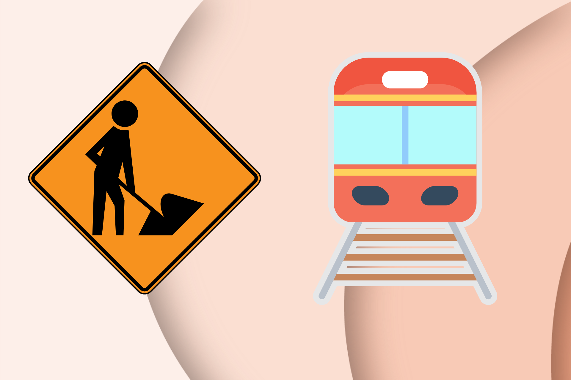 pancarte de signalisation annonçant un chantier et pictogramme de tramway