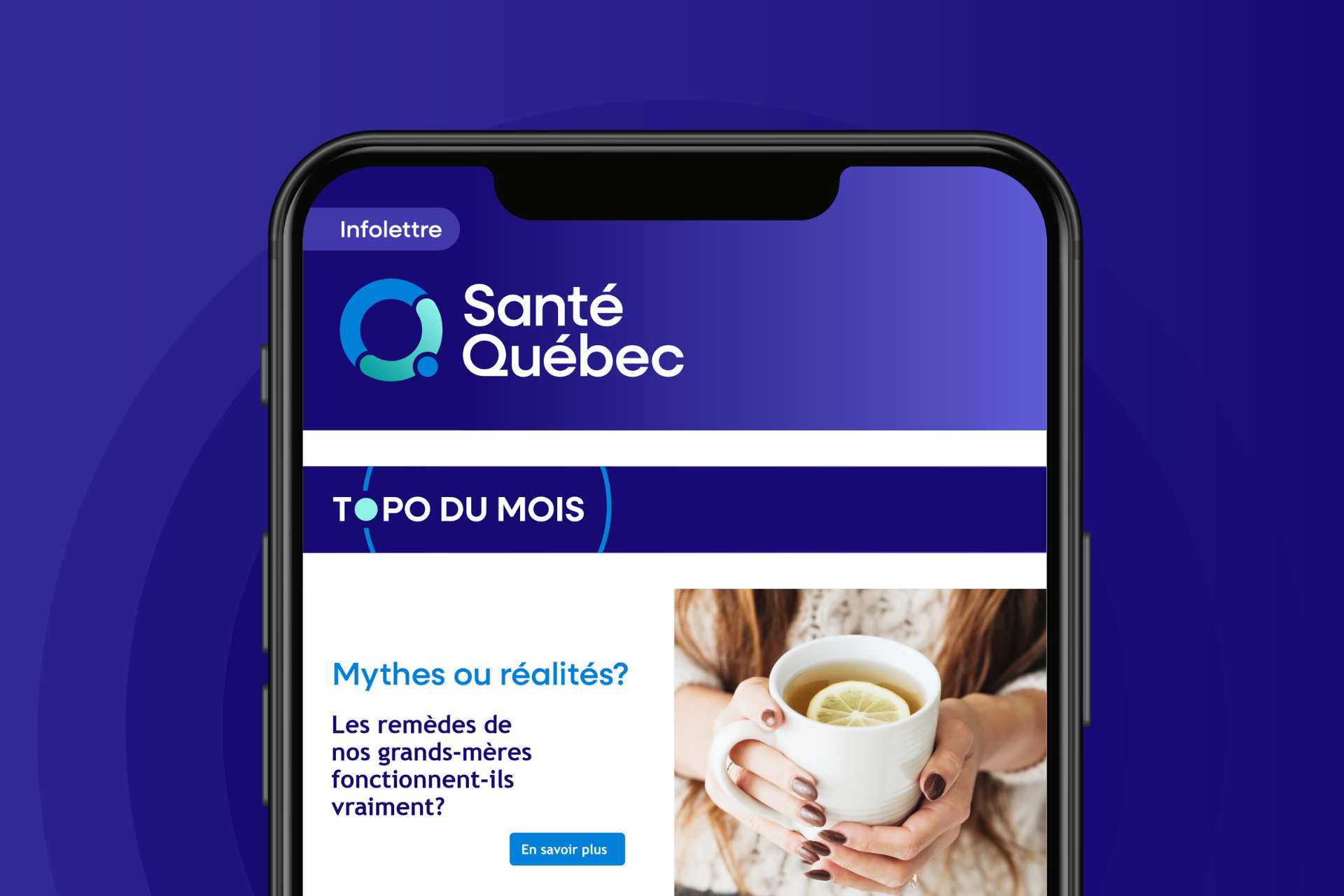 Image de l'application su un cellulaire